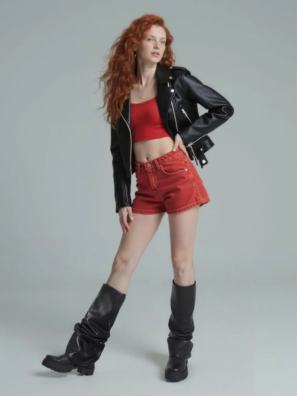 Women's Black Fold Over Boots Slouchy Boots Wide Calf Pleated Platform Boots - Picture 3 of 6